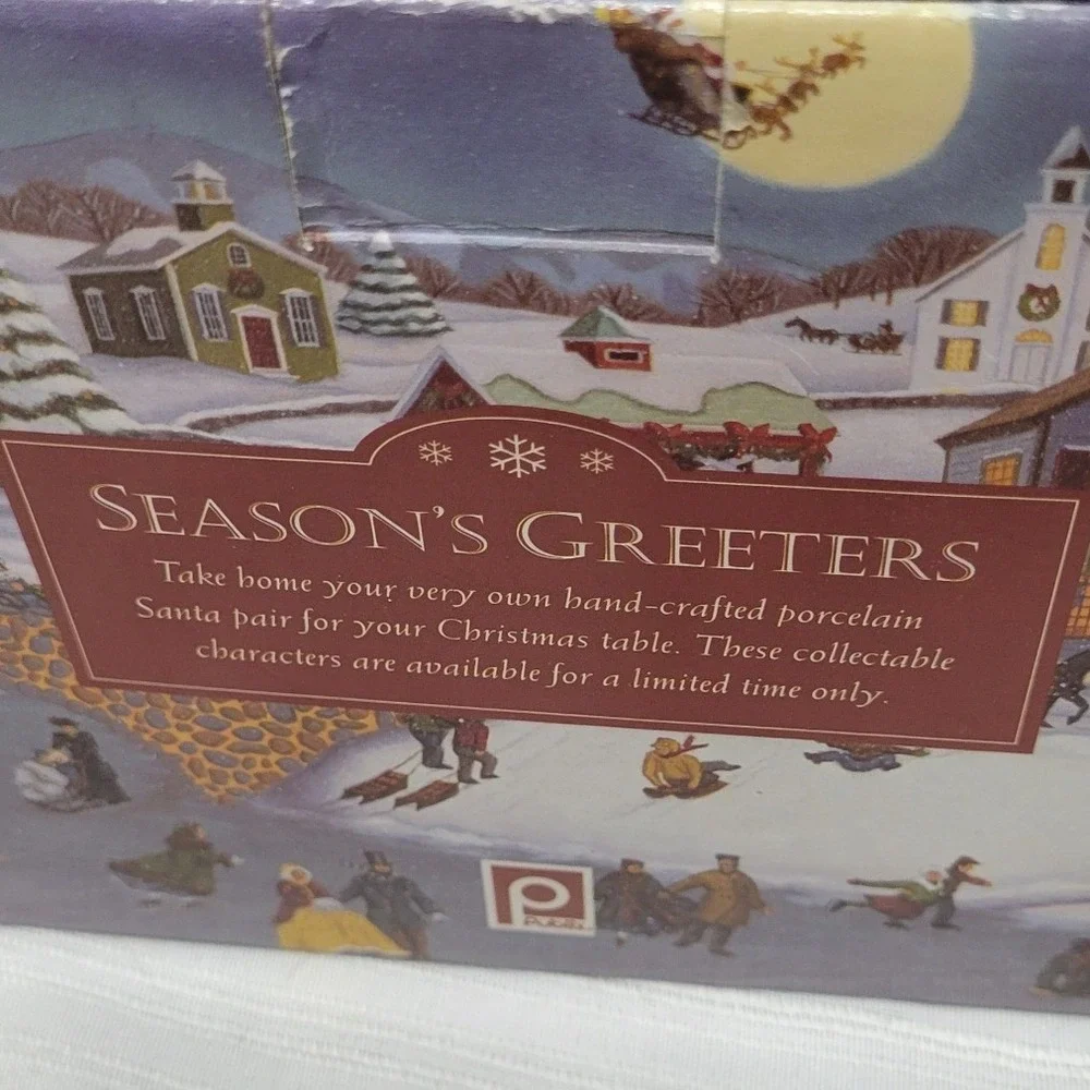Vintage 2000 Publix Seasons Greeters Santa Mrs Claus Salt & Pepper Shakers Boxed